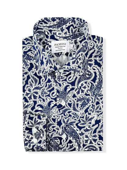 Navy Floral Paisley Shirt