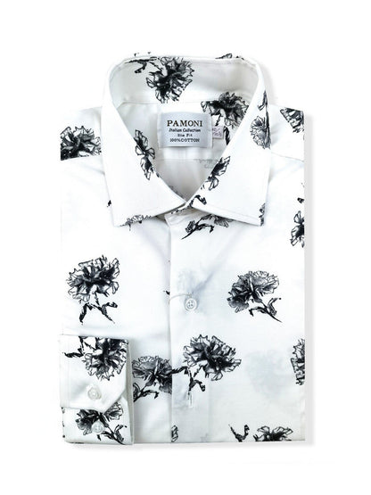 White & Black Floral Shirt