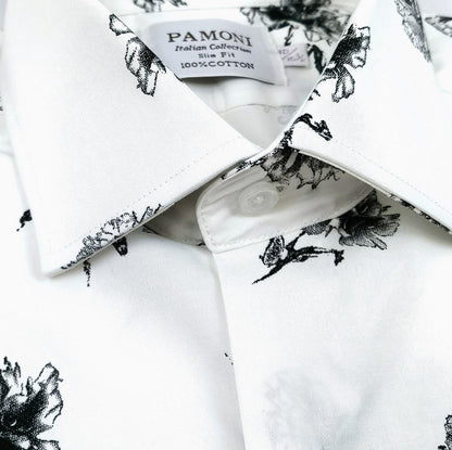 White & Black Floral Shirt