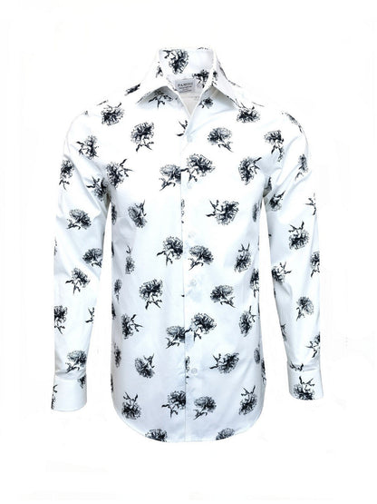 White & Black Floral Shirt