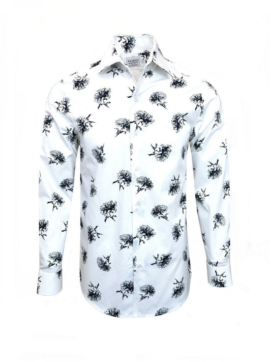 White & Black Floral Shirt