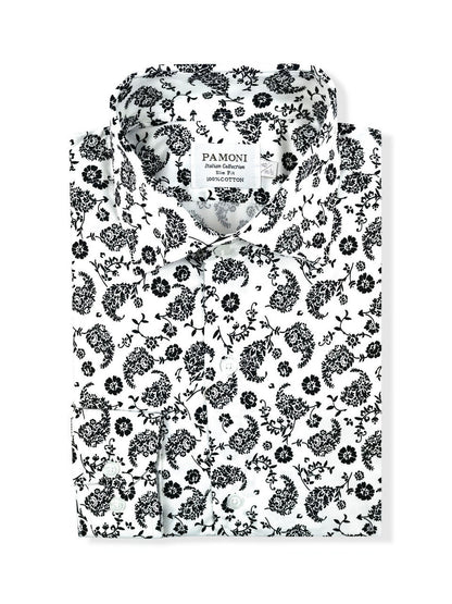 White Floral Slim Fit Shirt
