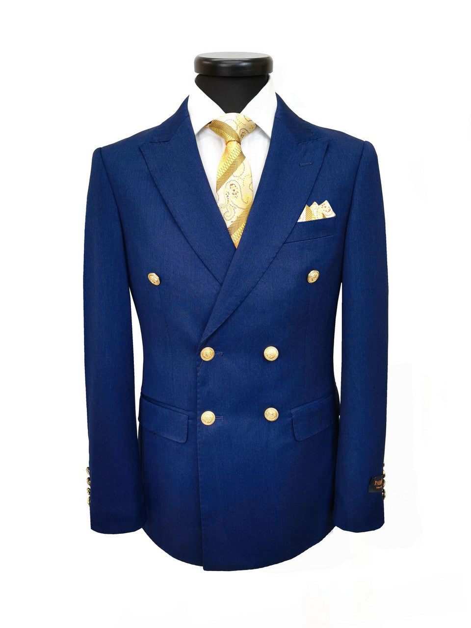 Midnight Blue Double Breasted Suit With Gold Button