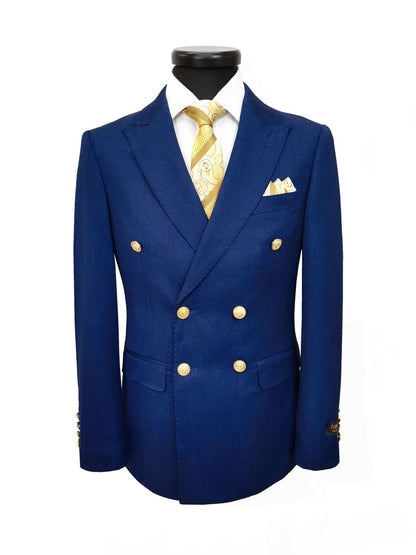 Midnight Blue Double Breasted Suit With Gold Button