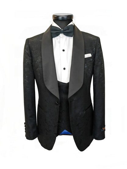 Black Floral Style 3-Piece Tuxedo