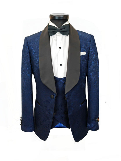 Navy Floral Style 3-Piece Tuxedo