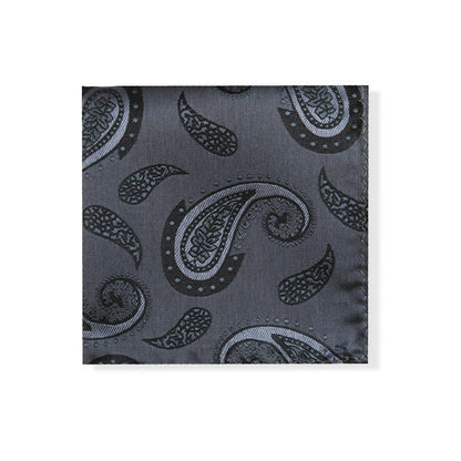 Steel Grey Paisley Tie & Pocket Square Set