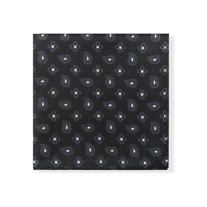 Black Geometric Tie & Pocket Square Set