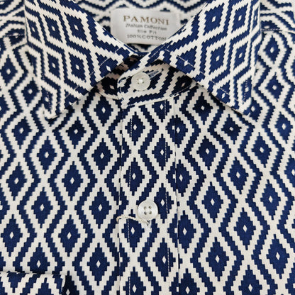 Navy Diamond Chevron Print Shirt