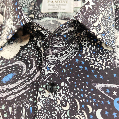 Black and White Floral Print Short Sleeves Shirt