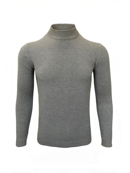 Grey High Neck Slim Fit Jumper