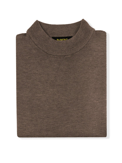 Brown High Neck Slim Fit Jumper