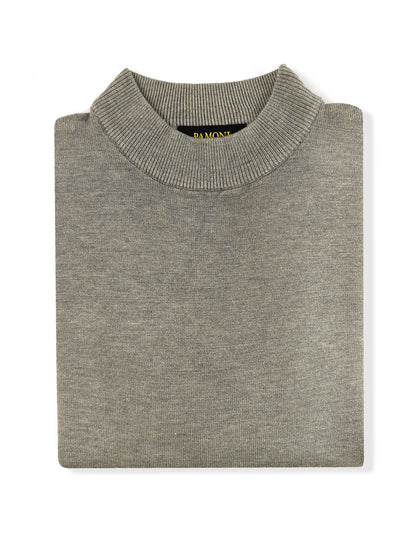 Grey High Neck Slim Fit Jumper