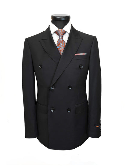 Men's Black Double-Breasted Slim Fit Suit