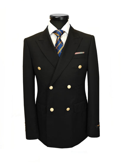 Black Double Breasted Suit with Gold Button