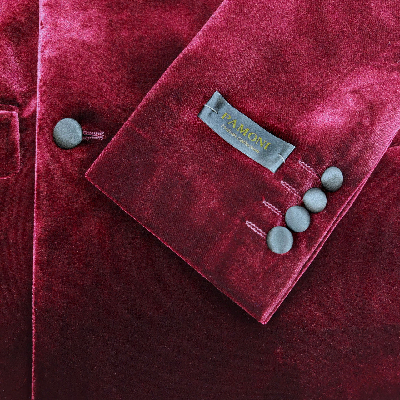 Burgundy Double Breasted Velvet Tuxedo Blazer