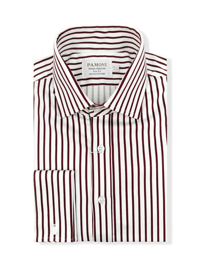Men's Slim Fit Red & White Striped Shirt