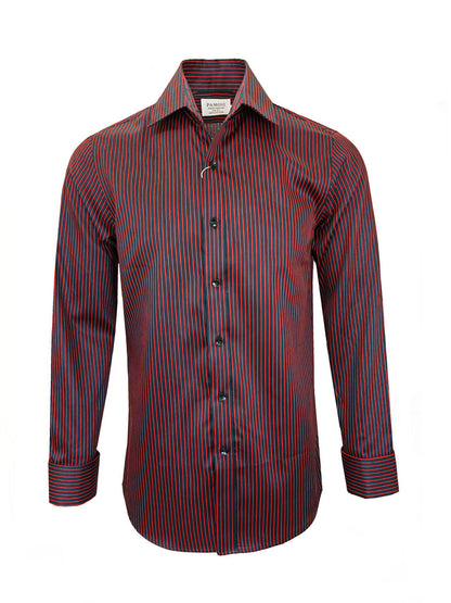 Men's Slim Fit Black & Red Striped Shirt