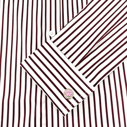 Men's Slim Fit Red & White Striped Shirt