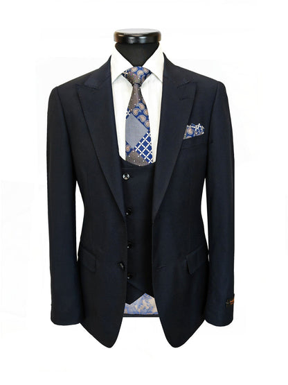 Men's 3-Piece Dark Navy Slim Fit Suit