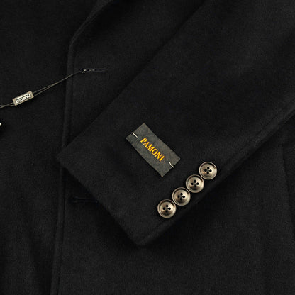 Men's Black Double Breasted Long Overcoat