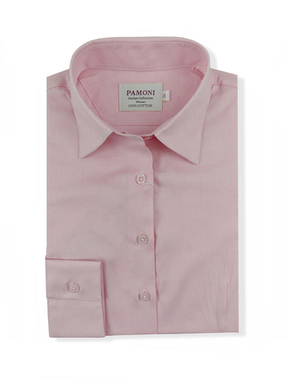 Women's Fitted Pink Oxford Shirt