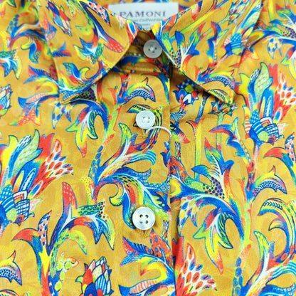 Golden Floral Breeze Women's Fitted Shirt