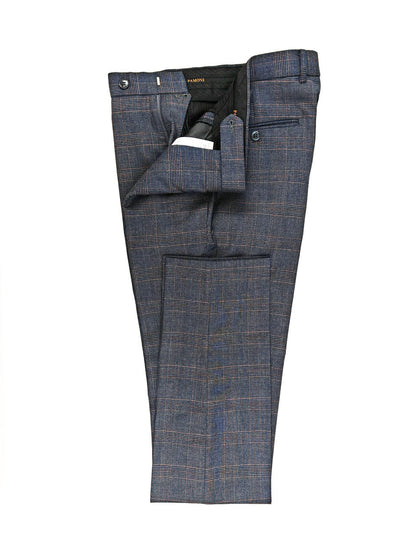 Charcoal Blue Glen Check Double-Breasted Suit