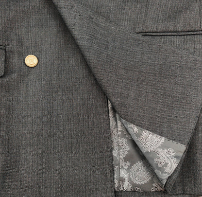 Grey Double-Breasted Slim Fit Suit