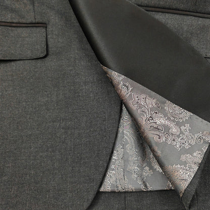 Men’s Slim Fit Wool-Blend Tuxedo with Satin Shawl Lapels – Charcoal