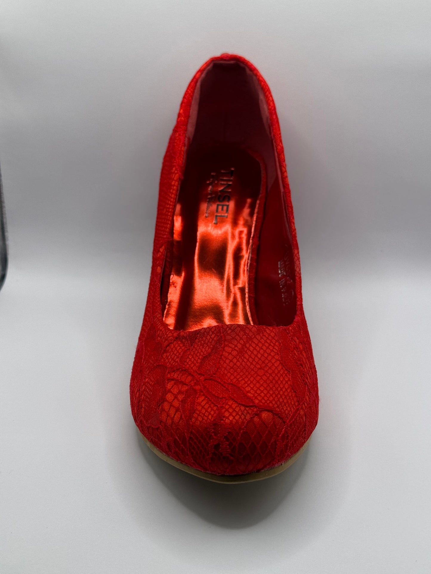 The Shoe Box Boutique Red Floral Lace Stiletto High Heels for Women