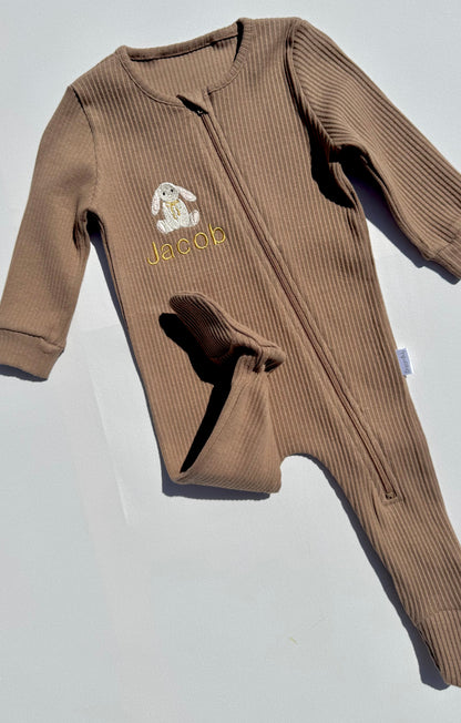 Bunny Theme Personalised Zip Romper