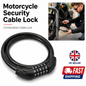 Heavy-Duty 5-Digit Combination Cable Lock for Motorcycle, Bicycle and Scooter