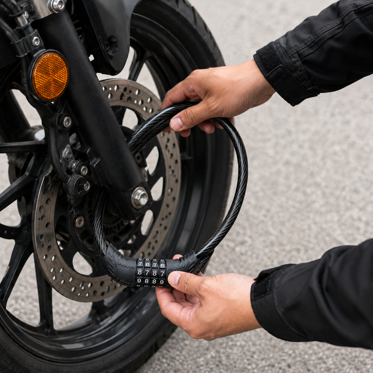 Heavy-Duty 5-Digit Combination Cable Lock for Motorcycle, Bicycle and Scooter
