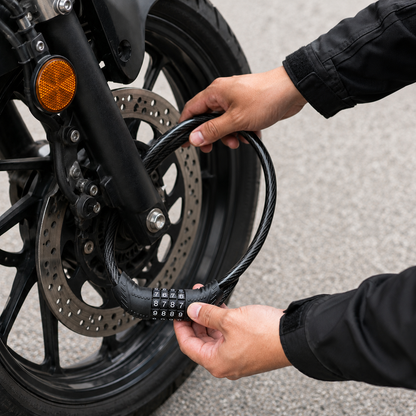 Heavy-Duty 5-Digit Combination Cable Lock for Motorcycle, Bicycle and Scooter