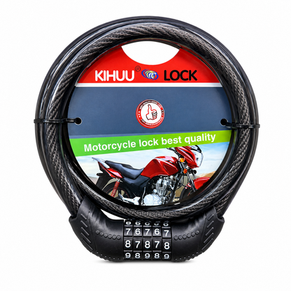 Heavy-Duty 5-Digit Combination Cable Lock for Motorcycle, Bicycle and Scooter