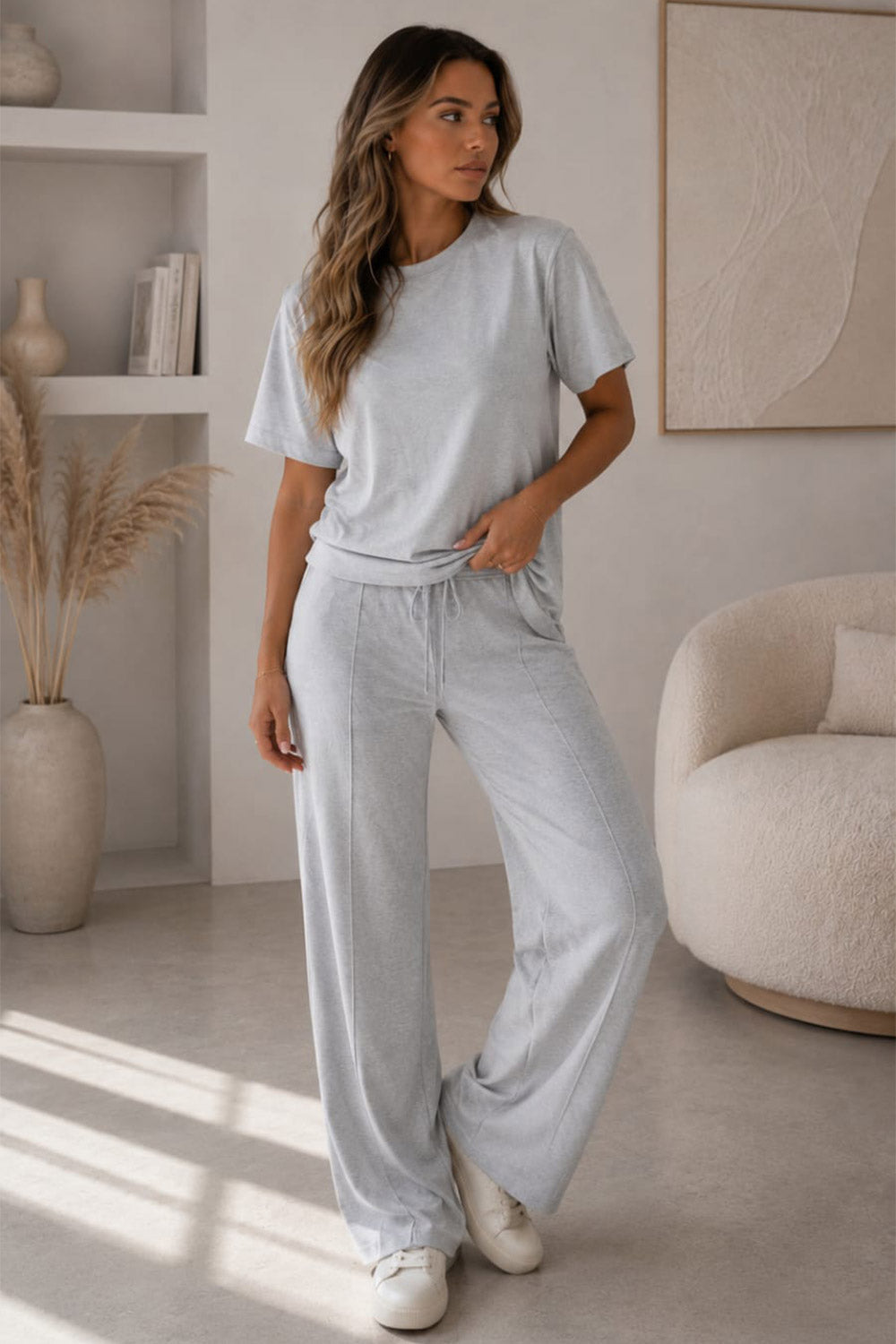 Side Cinched Flared Trouser Set