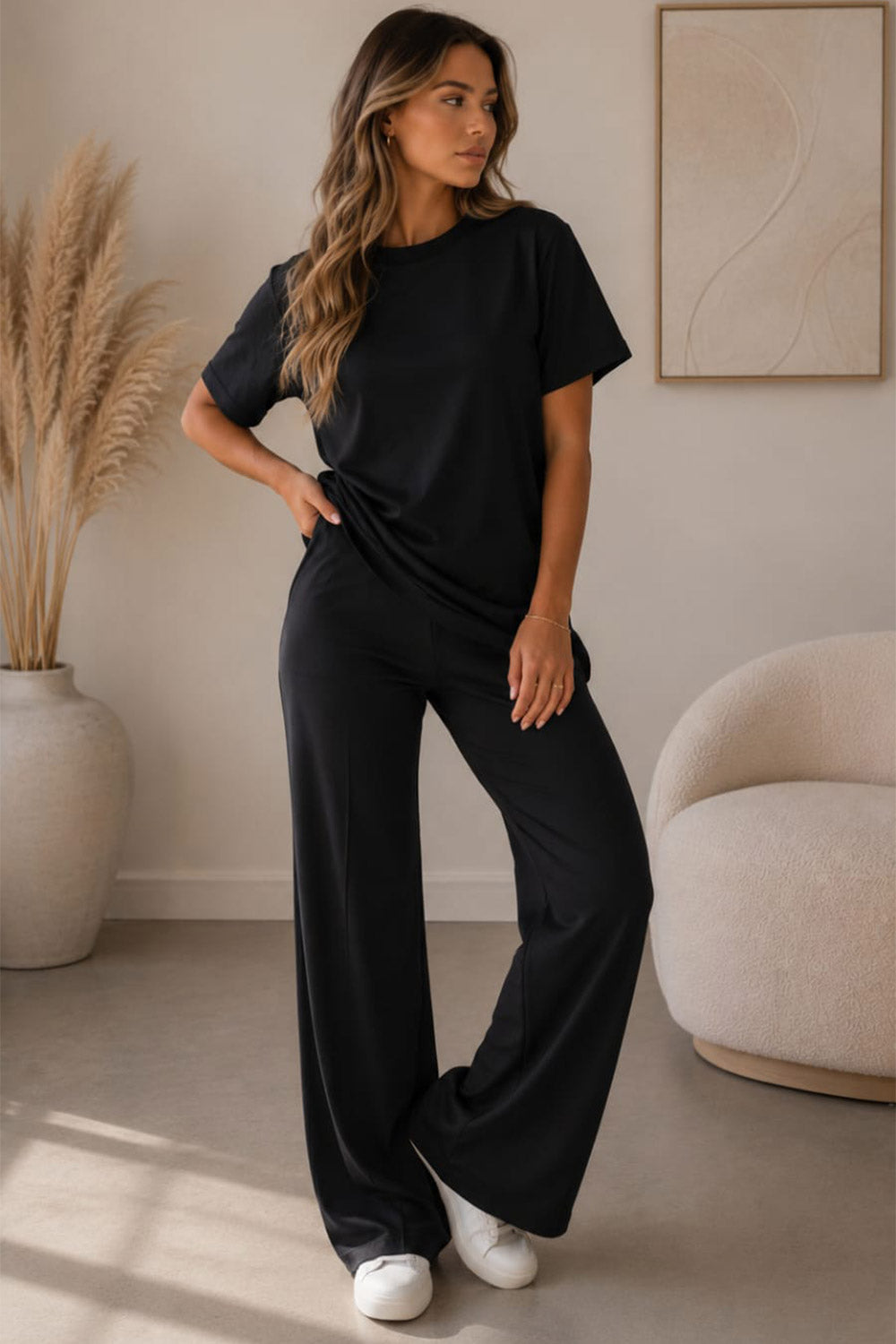 Side Cinched Flared Trouser Set