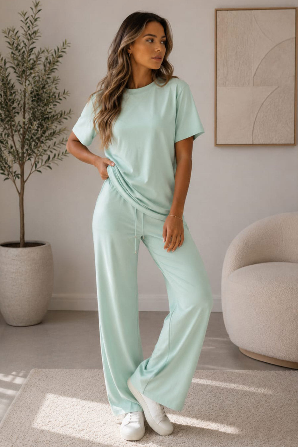 Side Cinched Flared Trouser Set