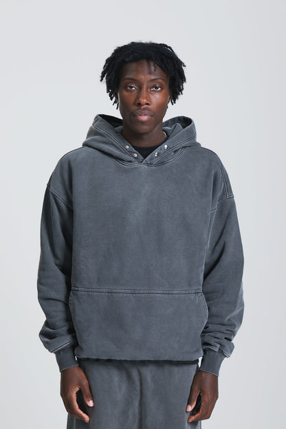 WASHED BLANK HOODIE CHARCOAL