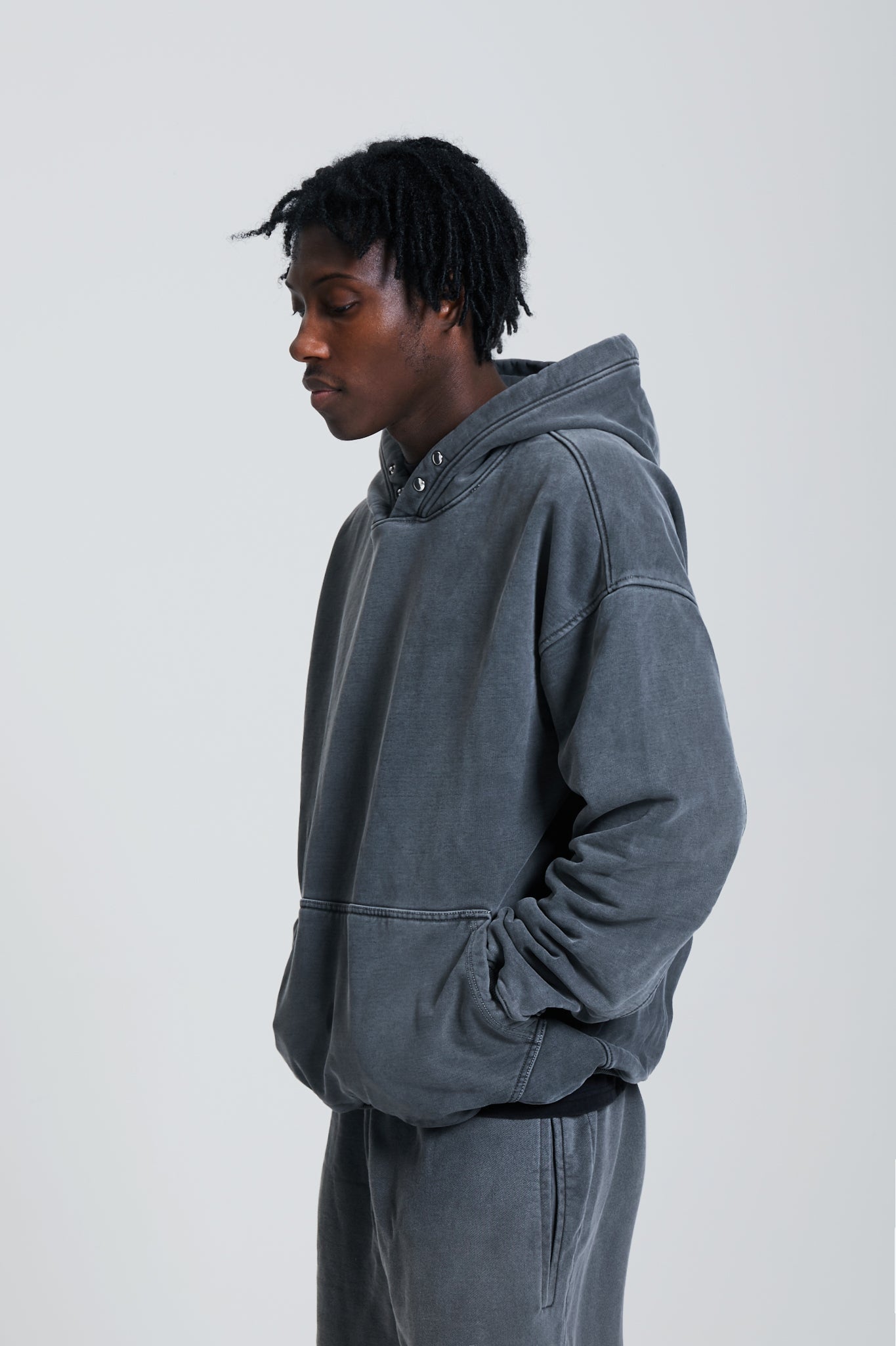 WASHED BLANK HOODIE CHARCOAL