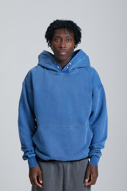 WASHED BLANK HOODIE BLUE