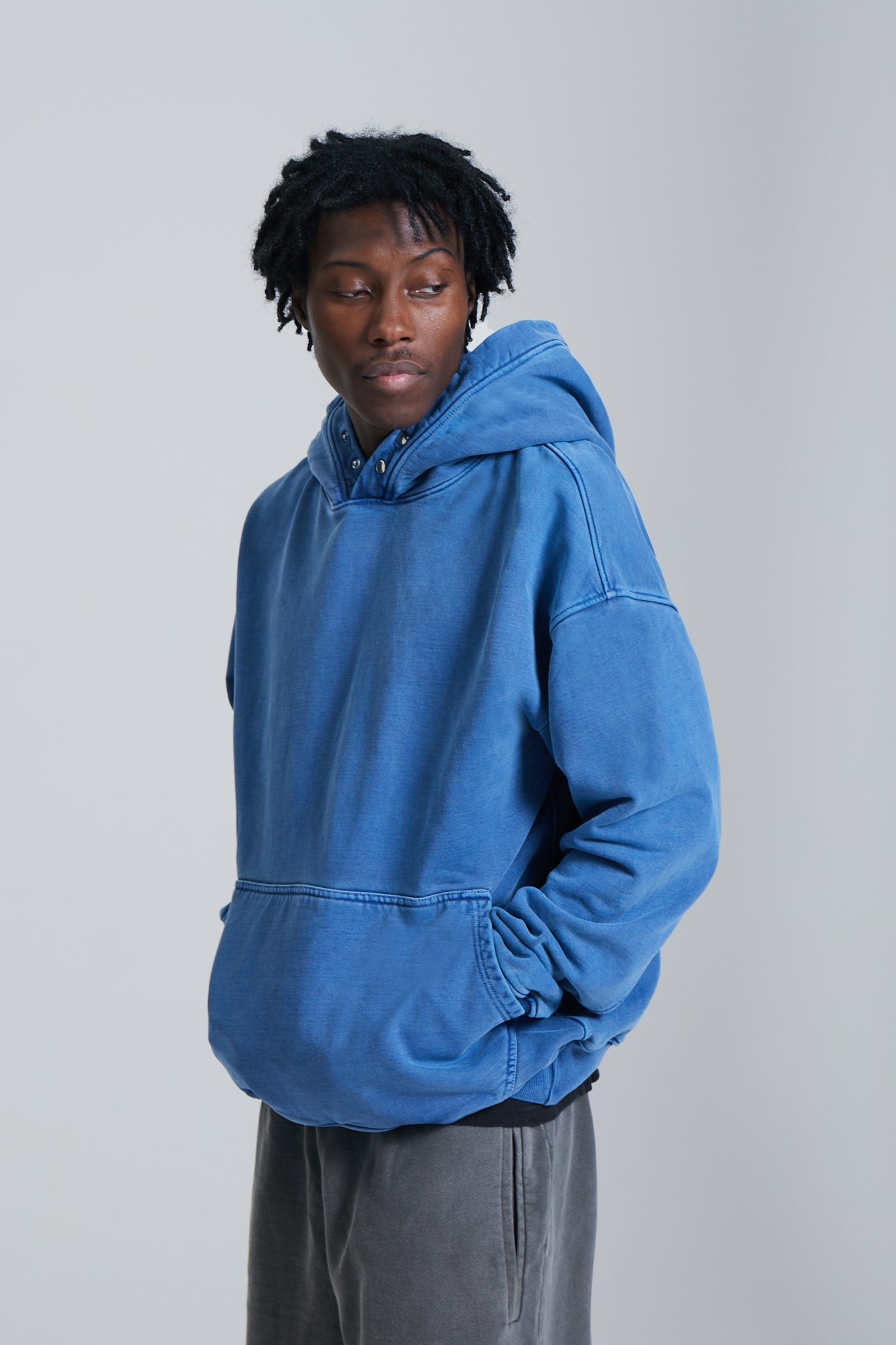 WASHED BLANK HOODIE BLUE