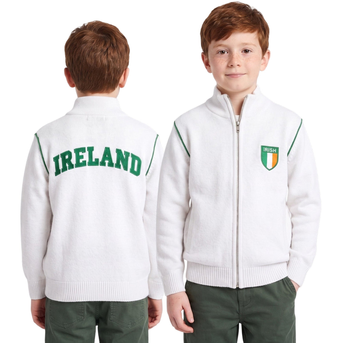 Unisex Kids' Ireland Zip-Up Track Jacket | Children's Irish Football & Rugby Team Top