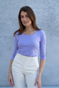 3/4 Sleeve Scoop Neck Cotton Modal T-Shirt