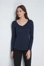 Long Sleeve V Neck Cotton Modal T-shirt
