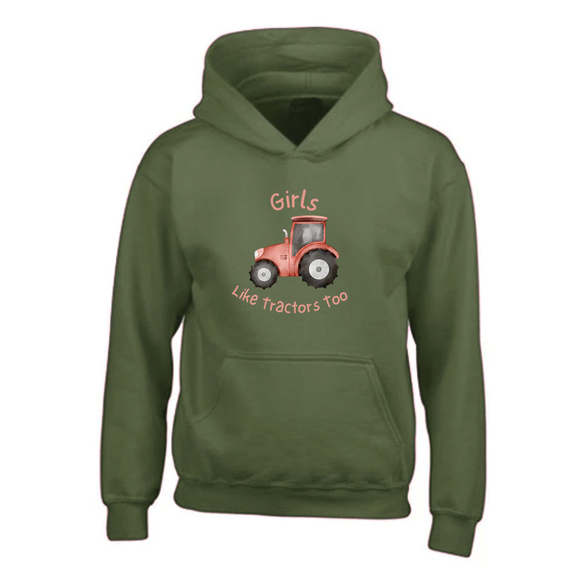 Kids "GIRLS LIKE TRACTORS TOO" Printed Hoodie