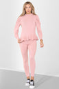 Puff Sleeves Set Frill Hem Peplum Ribbed Lounge Wear Suit