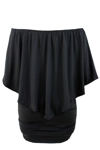 Multi-way Layered Ruffle Black Mini Plus Size Party Dress