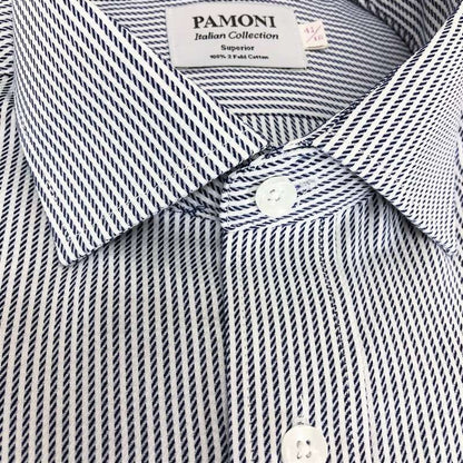 Navy Rope Stripe Slim Fit Shirt